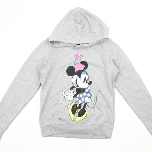 Disney Women's Grey Minnie Mouse Hoodie, Size 12