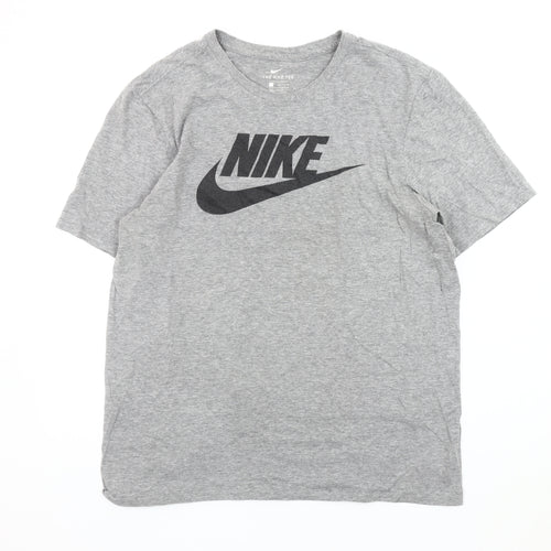 Nike Men's Grey Athletic Fit Logo T-Shirt, Size L