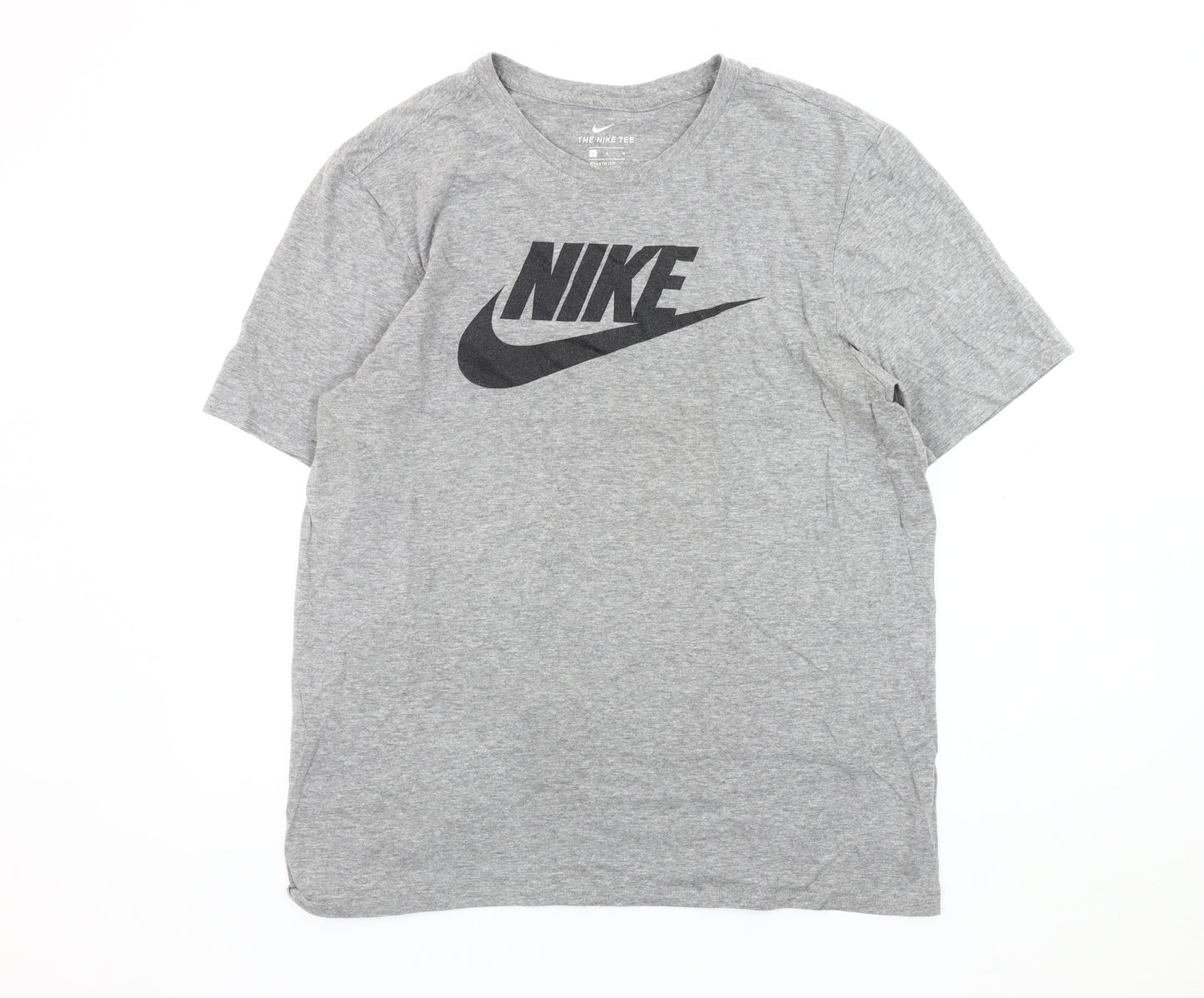 Nike Men's Grey Athletic Fit Logo T-Shirt, Size L