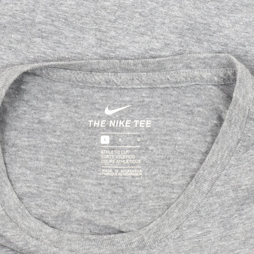 Nike Men's Grey Athletic Fit Logo T-Shirt, Size L