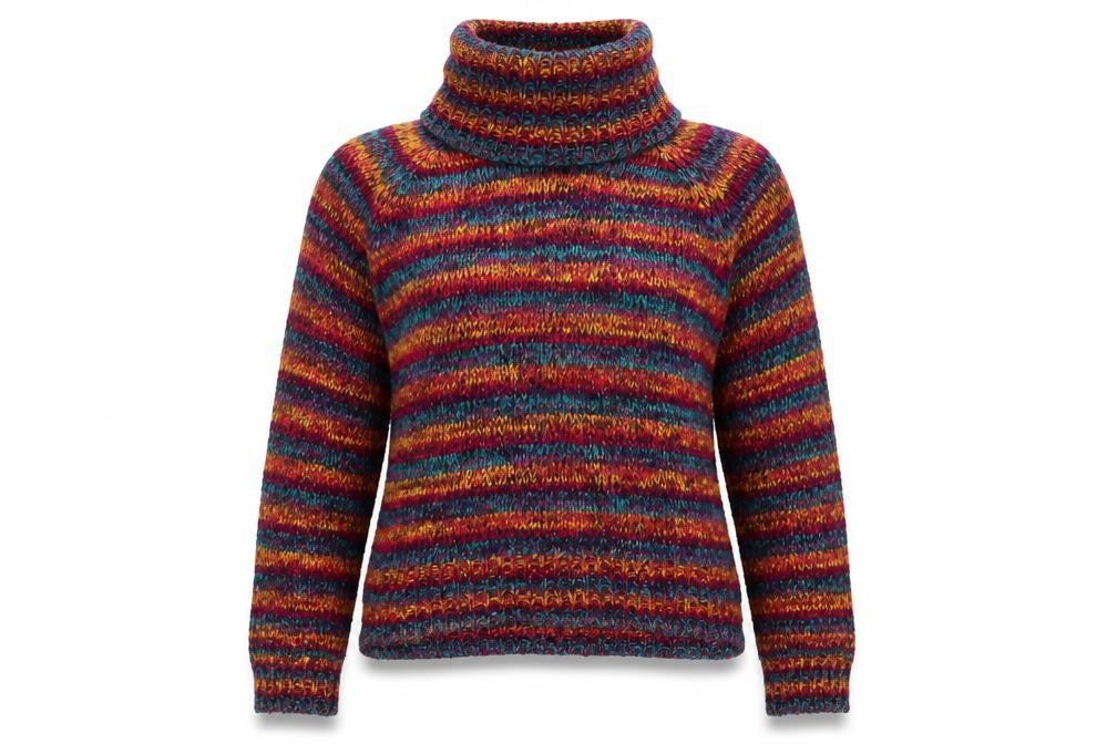 Front view of QED London Women's Multicoloured Roll Neck Jumper - M