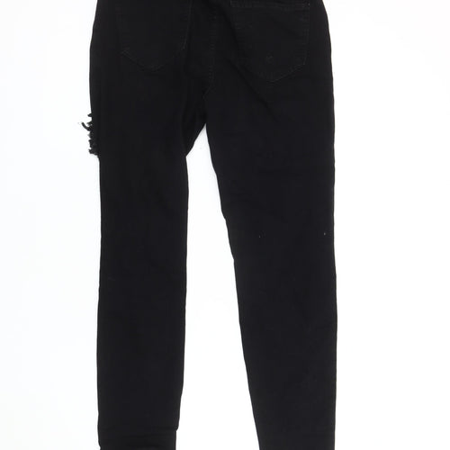 ROMWE Women's Black Skinny Jeans, Distressed, Size L
