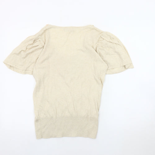 Debenhams Women's Beige Cotton Sequin Pullover Jumper