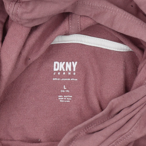 DKNY Teens Pink Colourblock Pullover Hoodie L