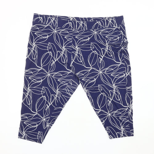 Bonmarché Women's Blue Cropped Floral Leggings UK 16