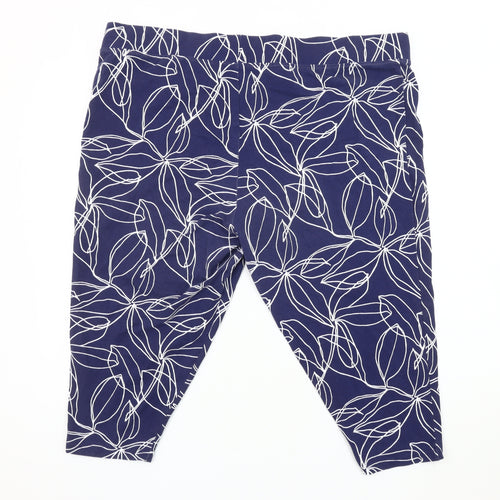 Bonmarché Women's Blue Cropped Floral Leggings UK 16