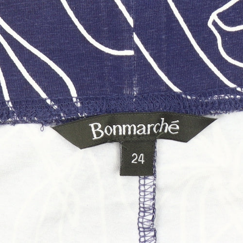 Bonmarché Women's Blue Cropped Floral Leggings UK 16