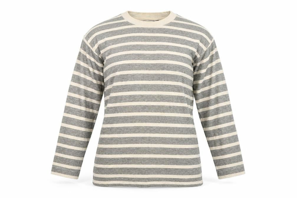 Front view of Principles Women's Grey Striped jumper
