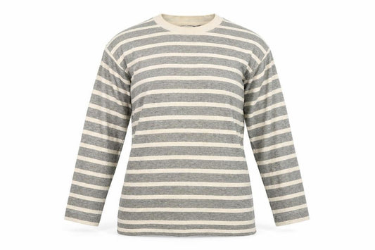 Front view of Principles Women's Grey Striped jumper