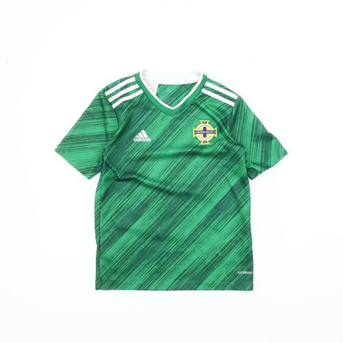 Boys' Green Adidas Football T-Shirt, Size S, Jersey Style