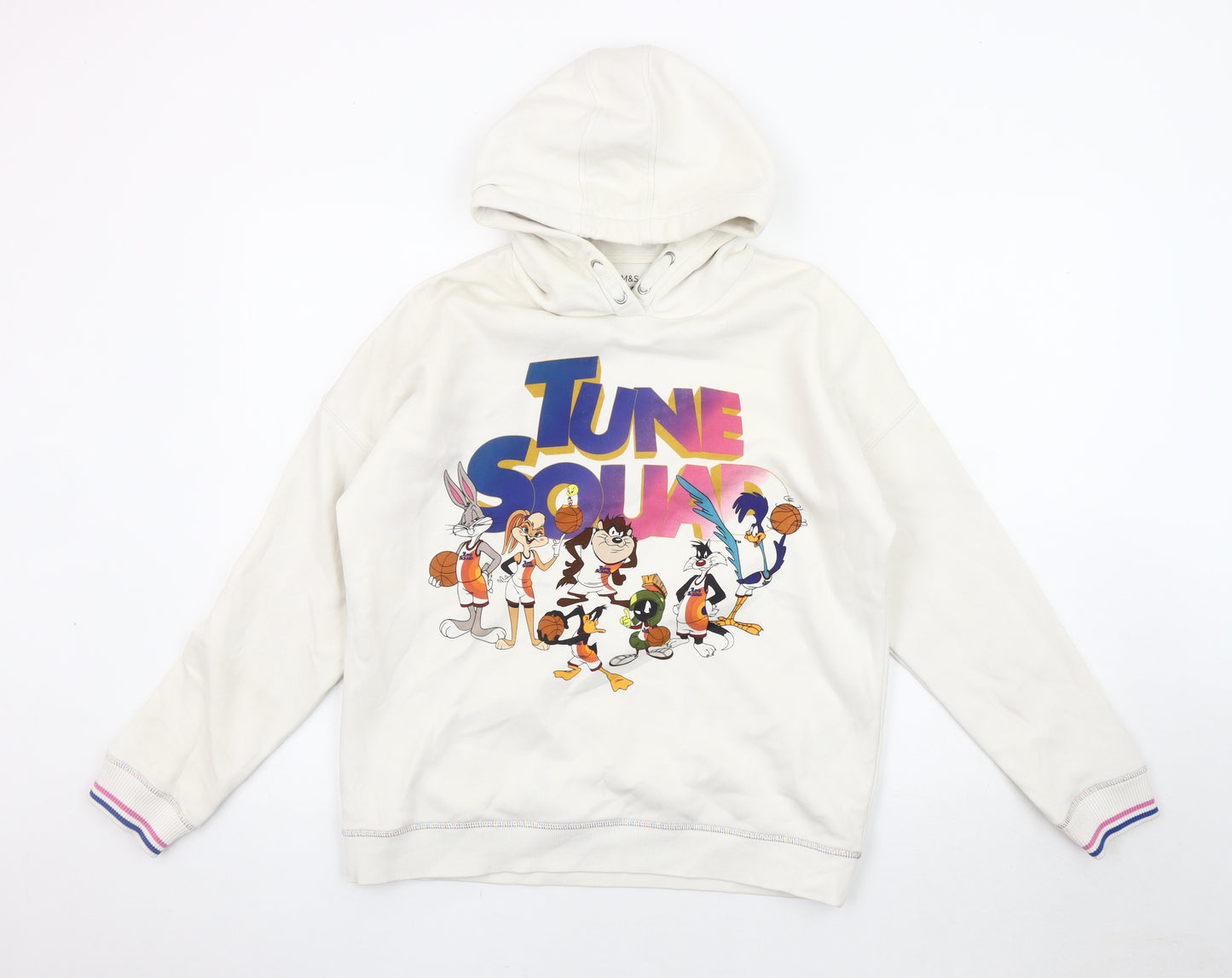Marks and Spencer White Girls Space Jam Hoodie, Size 14, Pullover
