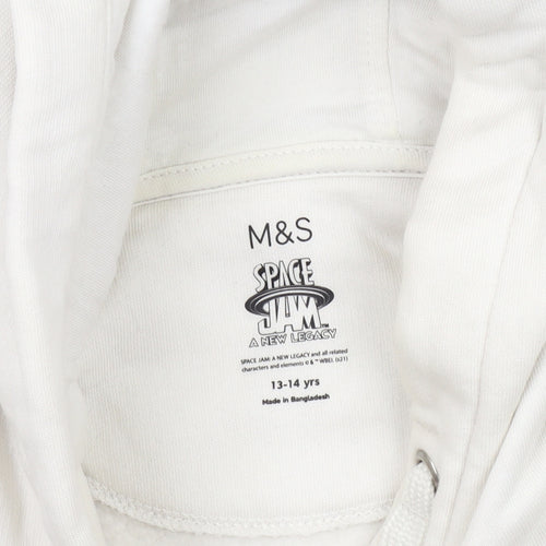 Marks and Spencer White Girls Space Jam Hoodie, Size 14, Pullover
