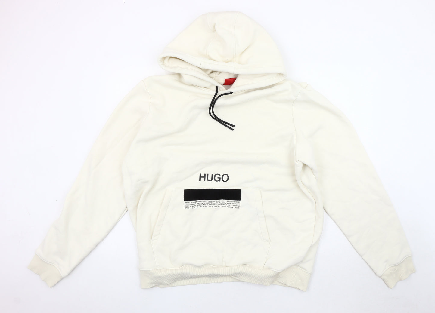 Hugo Boss Men's Ivory Hoodie XL Pullover Logo Design