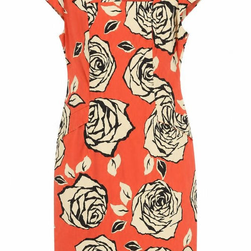 Roman Women's Orange Floral Short Sleeve Dress