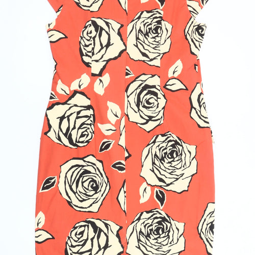 Roman Women's Orange Floral Short Sleeve Dress