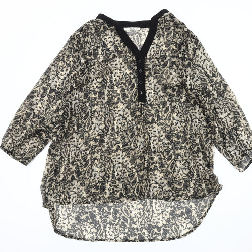 Klass Collection Women's Black Animal Print Tunic Blouse Size 22