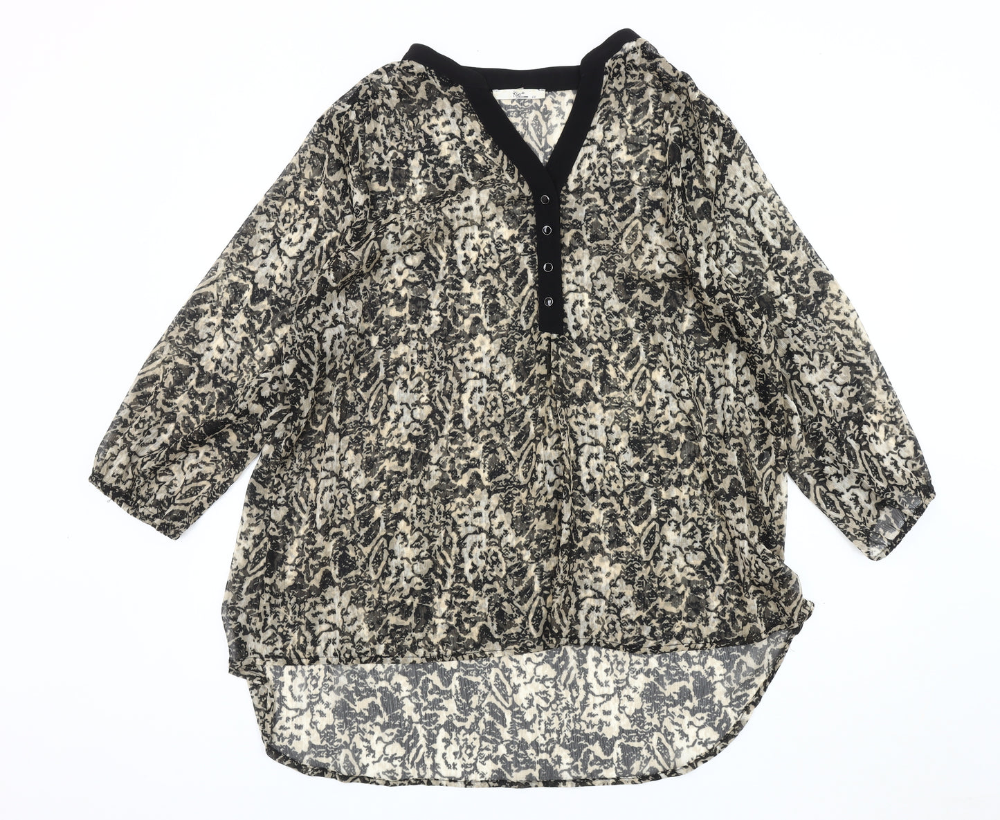 Klass Collection Women's Black Animal Print Tunic Blouse Size 22