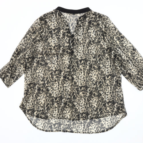 Klass Collection Women's Black Animal Print Tunic Blouse Size 22