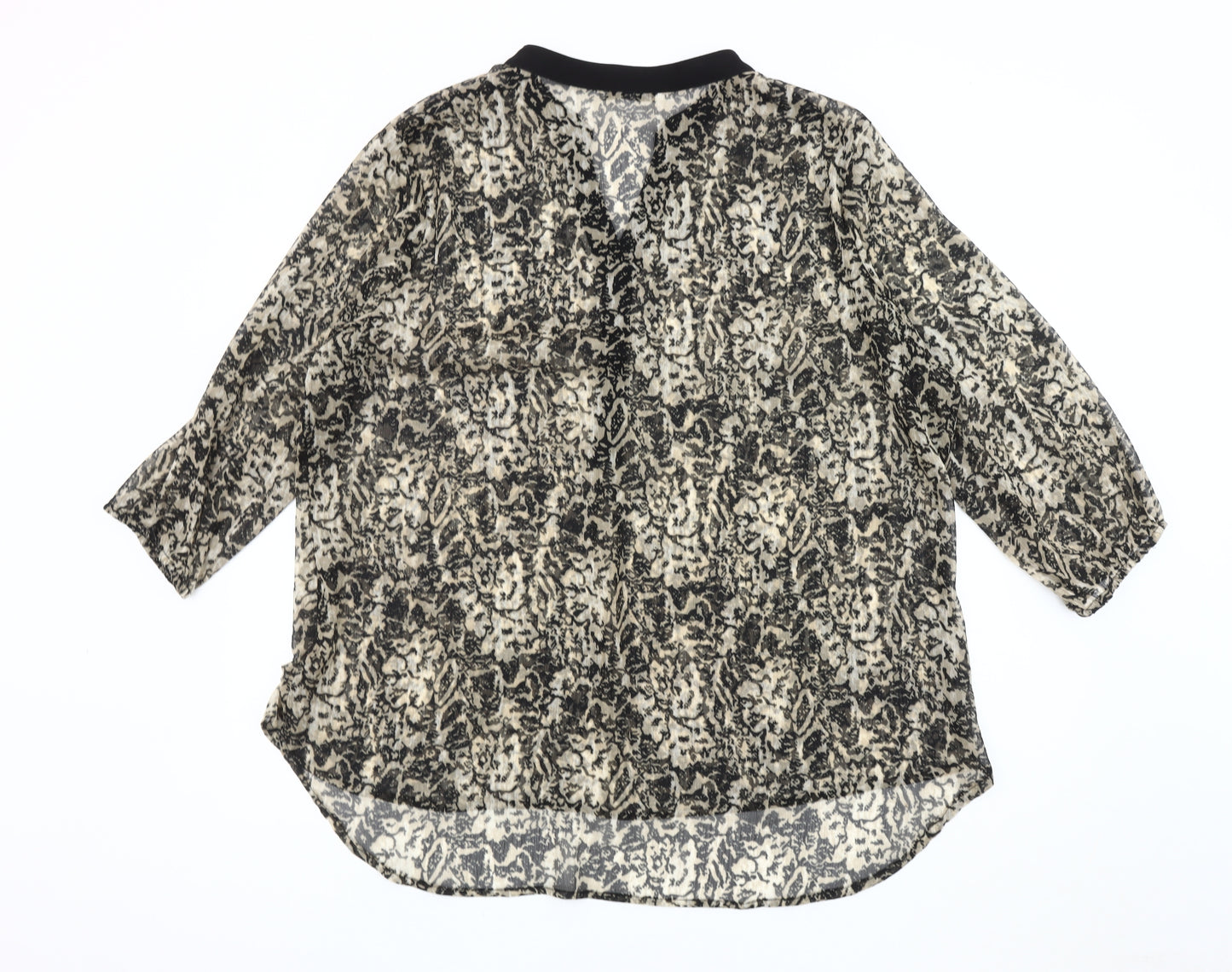 Klass Collection Women's Black Animal Print Tunic Blouse Size 22