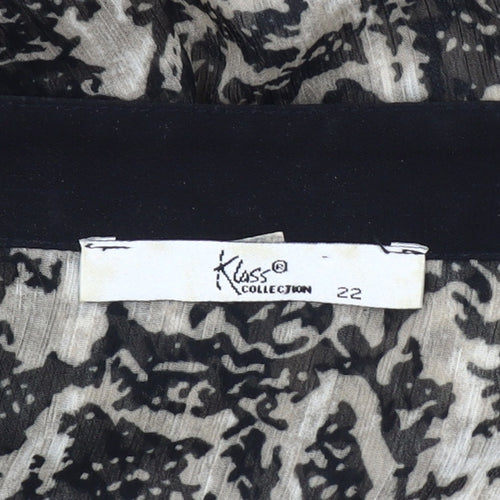 Klass Collection Women's Black Animal Print Tunic Blouse Size 22