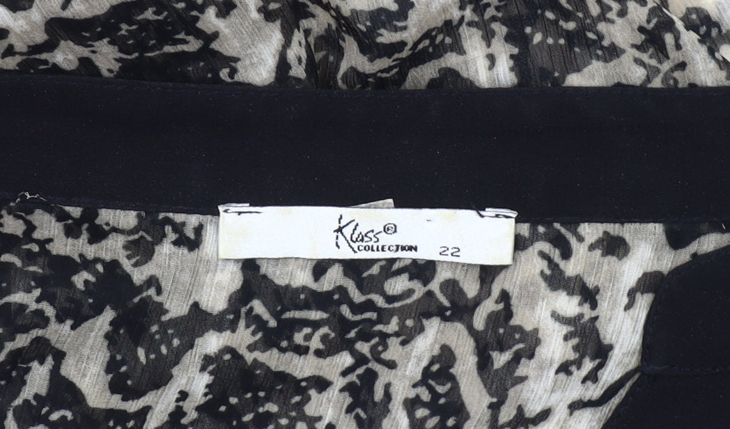 Klass Collection Women's Black Animal Print Tunic Blouse Size 22