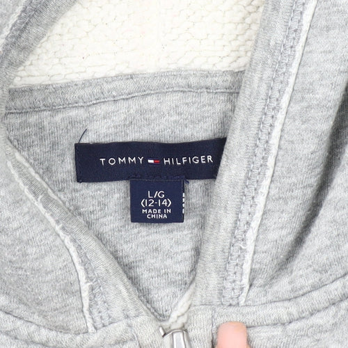 Tommy Hilfiger Teens Grey Hooded Logo Jacket Size 12
