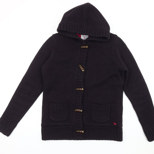 Country Rose Black Wool Hooded Women's Jacket (M)