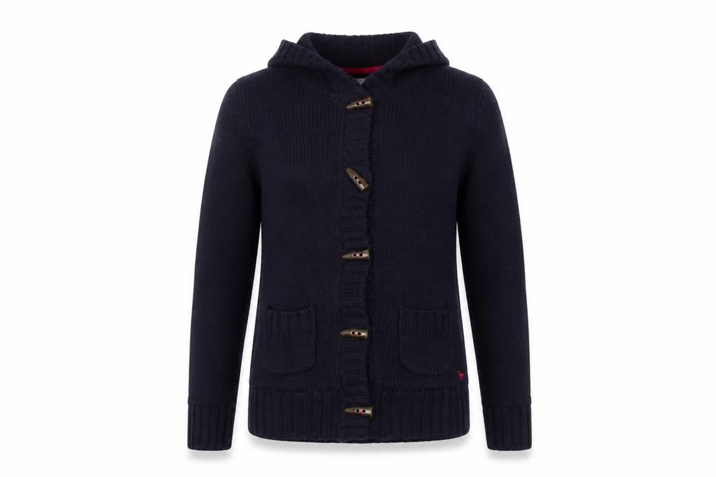 Front view of Country Rose Black Wool Hooded Women's Jacket (M)