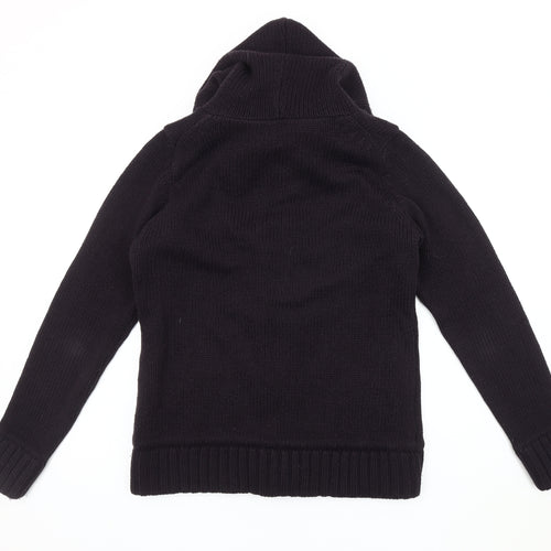 Country Rose Black Wool Hooded Women's Jacket (M)