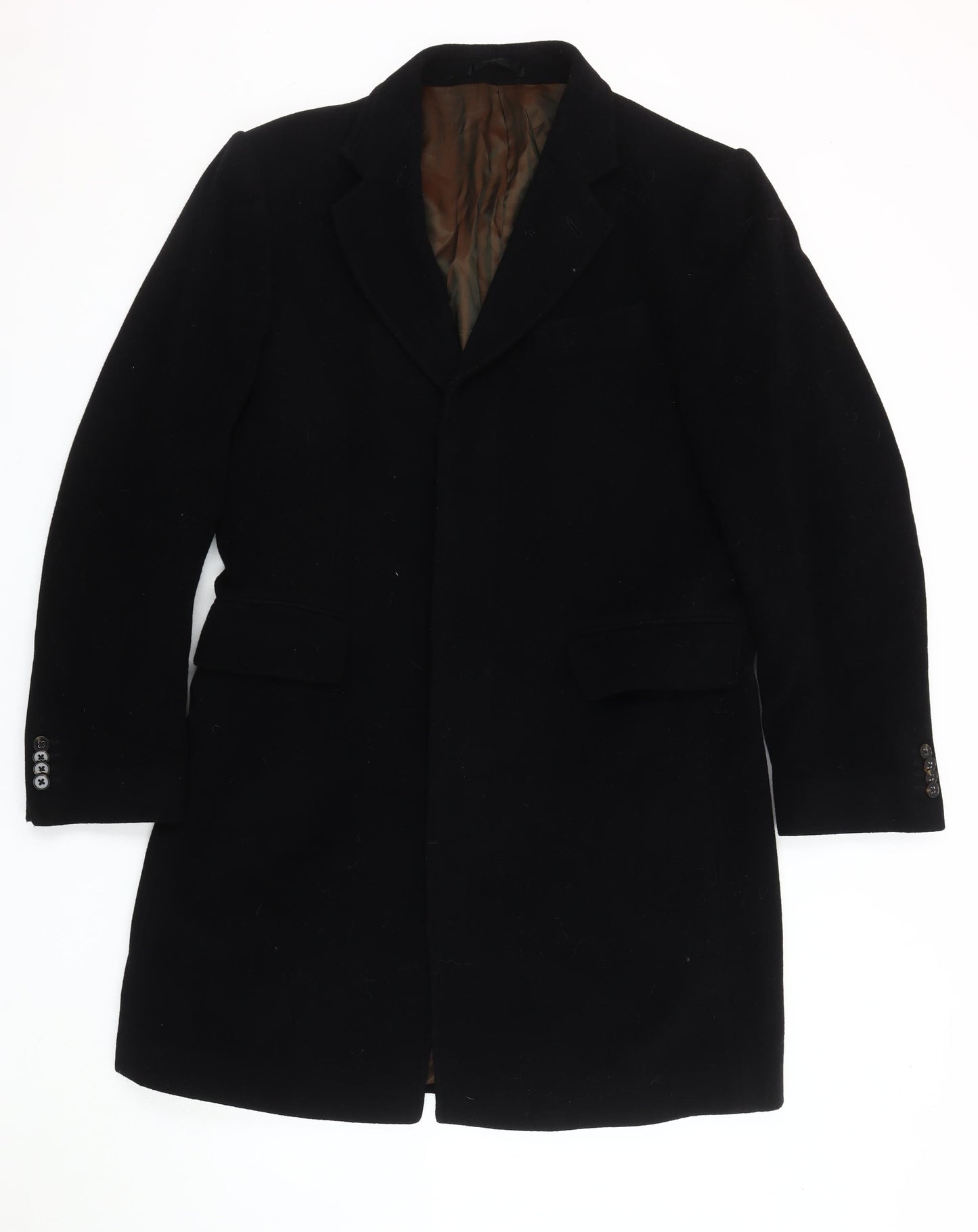 Marks and Spencer Men's Black Wool Cashmere Blend Overcoat