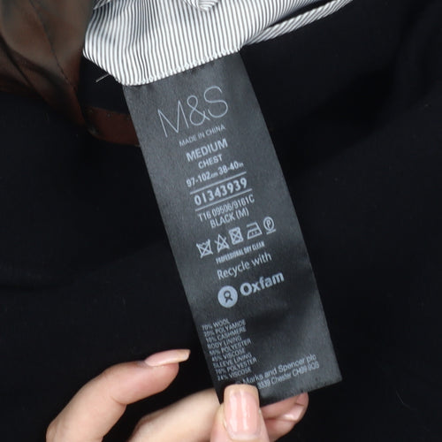 Marks and Spencer Men's Black Wool Cashmere Blend Overcoat