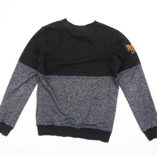 Hype Men's Black Grey Sweatshirt, Size 2, Embroidered Logo