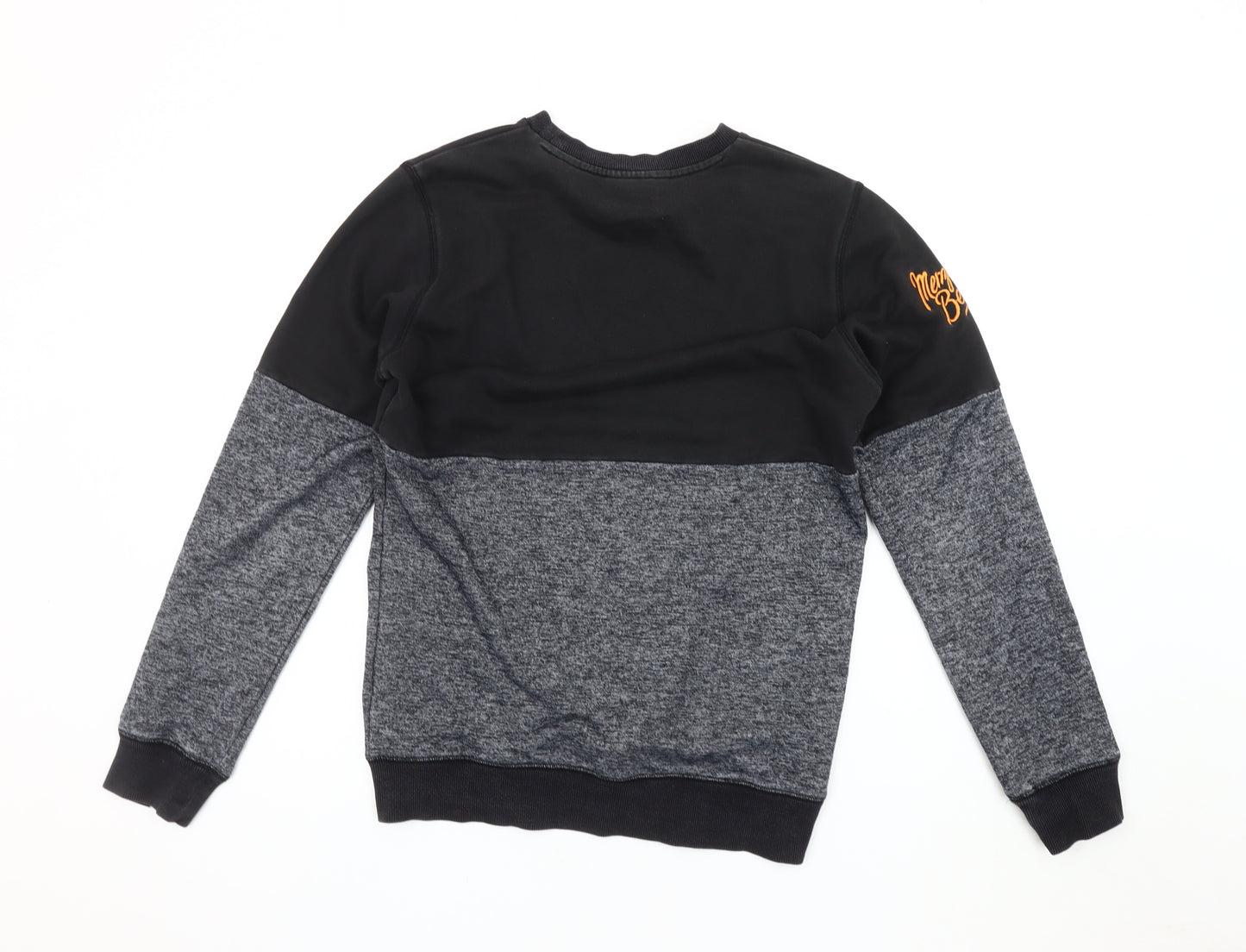 Hype Men's Black Grey Sweatshirt, Size 2, Embroidered Logo