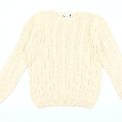 Tulchan Men's Beige Cable-Knit Pullover Jumper M