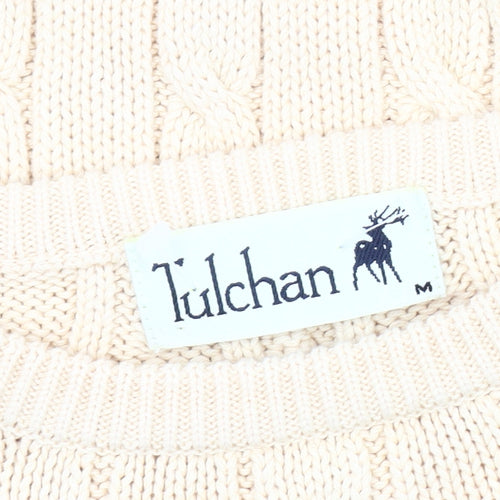 Tulchan Men's Beige Cable-Knit Pullover Jumper M