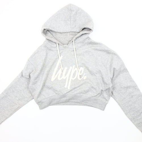 Hype Women's Grey Hoodie, Size 12, Logo Design, Casual