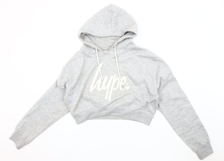 Hype Women's Grey Hoodie, Size 12, Logo Design, Casual