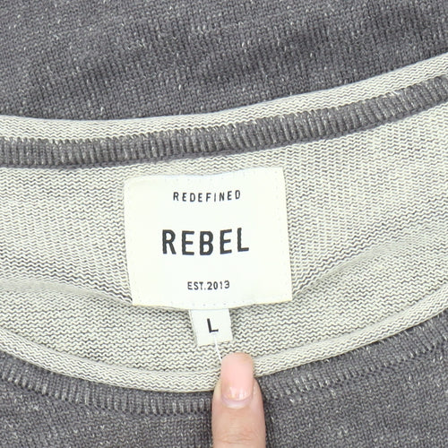 REBEL Men's Grey L Pullover Jumper, Autumn-Winter