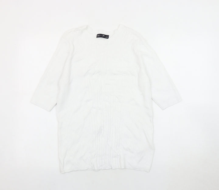 Marks and Spencer Women's White Top, Size L, 3/4 Sleeve