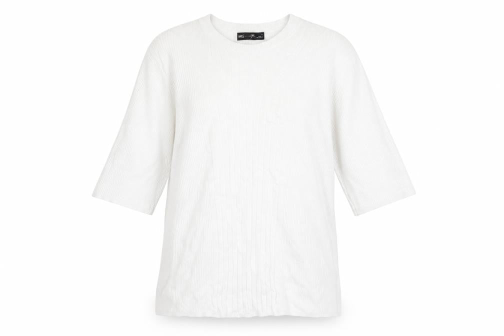 Front view of Marks & Spencer Women's White Top, size L, 3/4 Sleeve