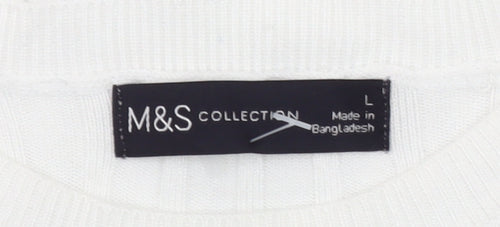 Marks and Spencer Women's White Top, Size L, 3/4 Sleeve