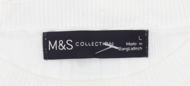 Marks and Spencer Women's White Top, Size L, 3/4 Sleeve