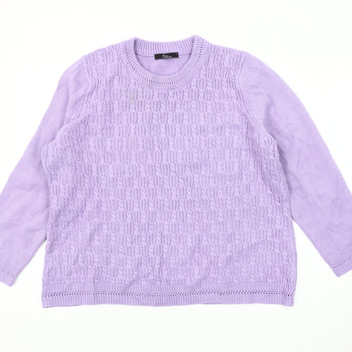 BM Collection Women's Purple Cable-Knit Jumper L