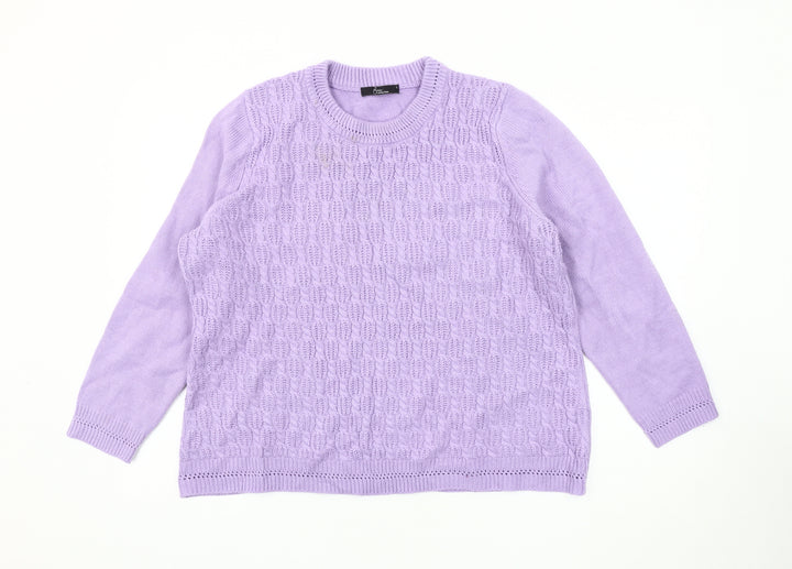 BM Collection Women's Purple Cable-Knit Jumper L