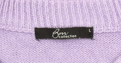 BM Collection Women's Purple Cable-Knit Jumper L