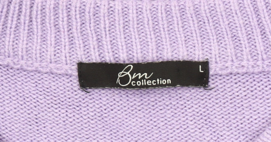BM Collection Women's Purple Cable-Knit Jumper L