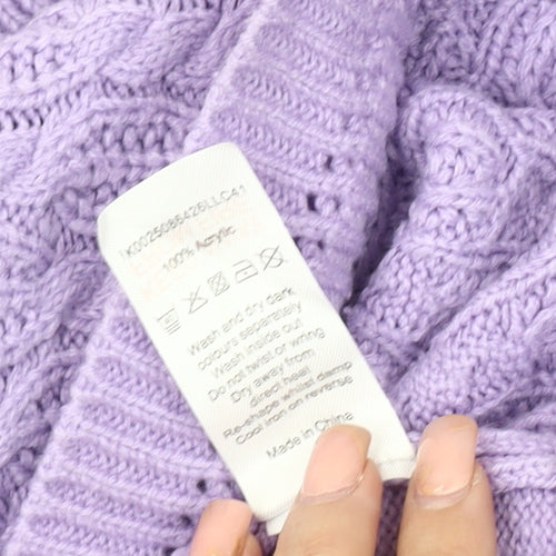 BM Collection Women's Purple Cable-Knit Jumper L