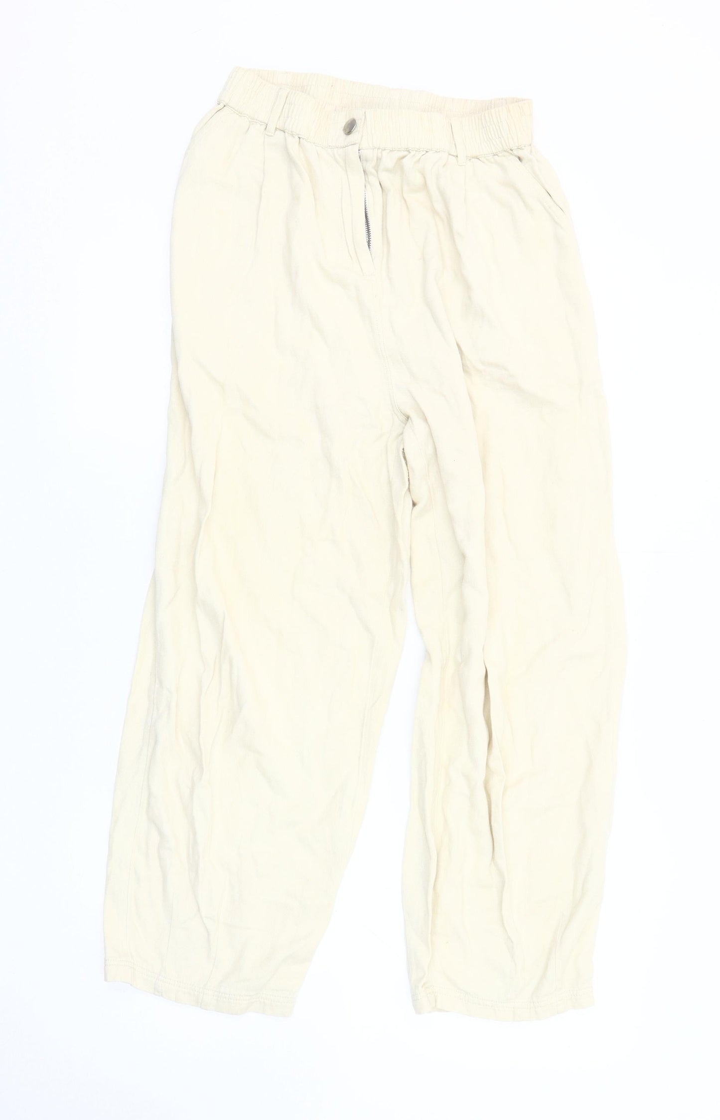 Collusion Women's Ivory Elastic Waist Trousers Size 10