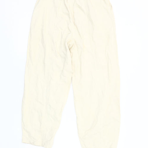 Collusion Women's Ivory Elastic Waist Trousers Size 10