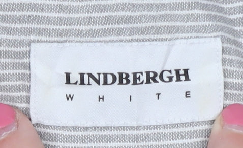 Lindbergh Beige Long Sleeve Men's Linen Shirt, M